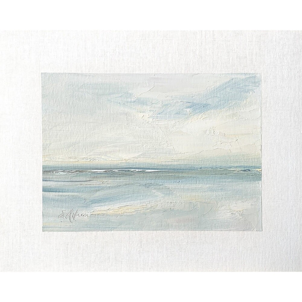 8x10 Original Oil Landscape Painting Abstract Ocean Clouds Coastal Art Signed